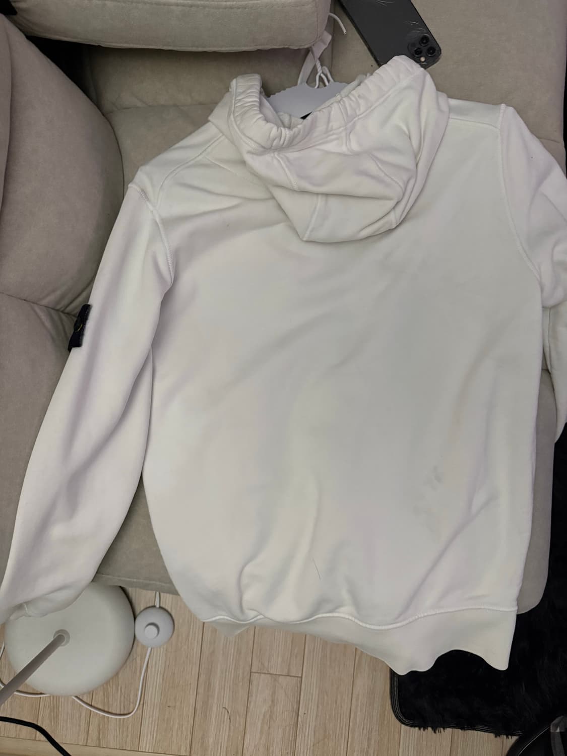 (크림 정품) 스톤아일랜드 화이트 후드집업 S 상품이미지4