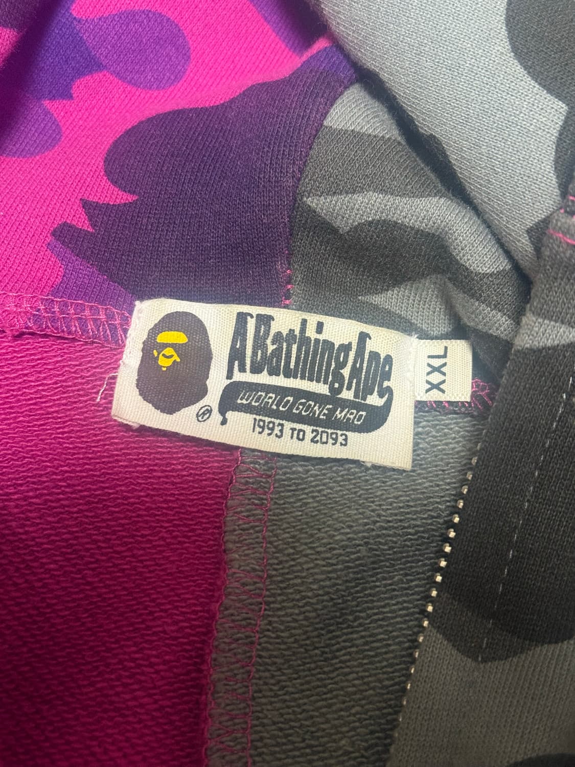 베이프 샤크 타이거 하프 후드집업 XXL 상품이미지3