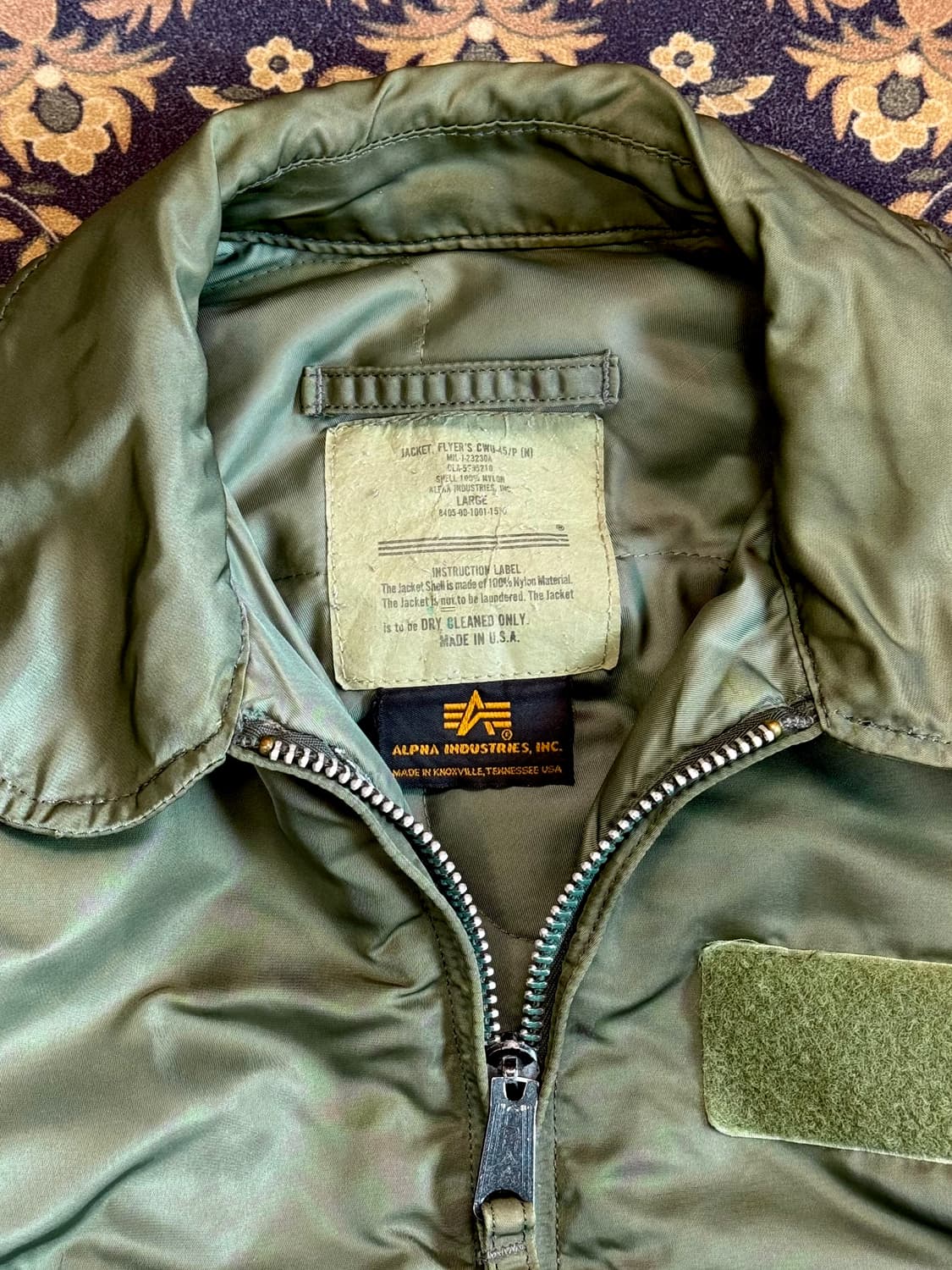 90s Made in USA 알파인더스트리 CWU-45 플라이트자켓 상품이미지3