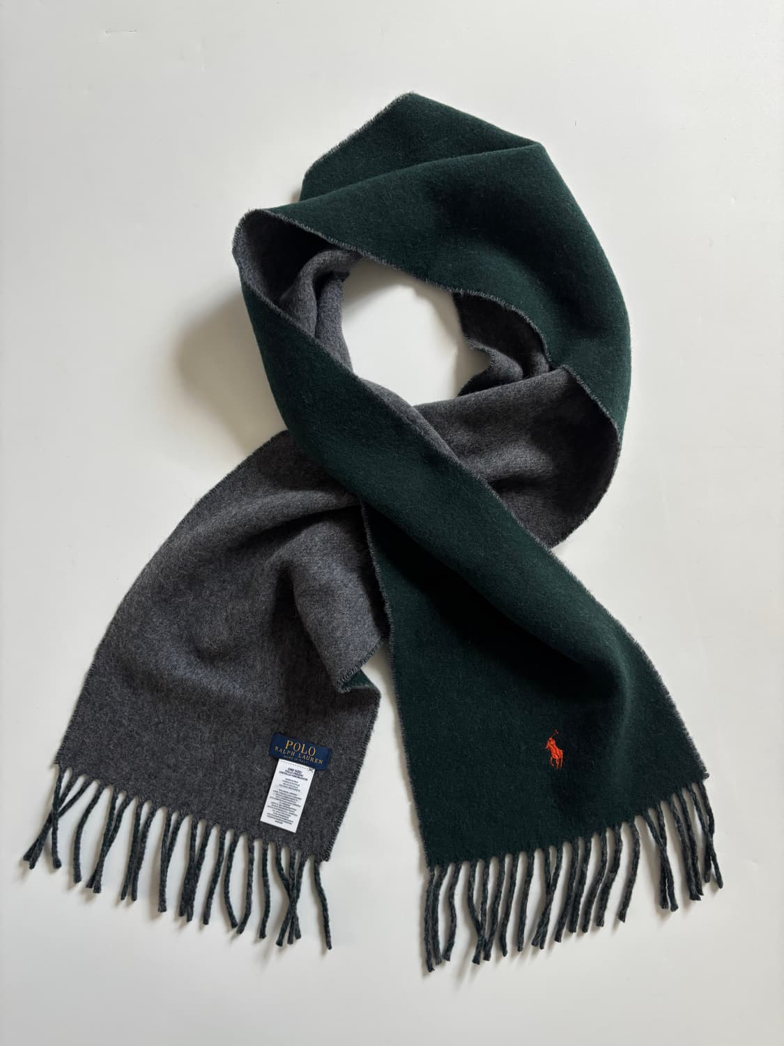 Polo 폴로 랄프로렌 그린-차콜 울 머플러 상품이미지2
