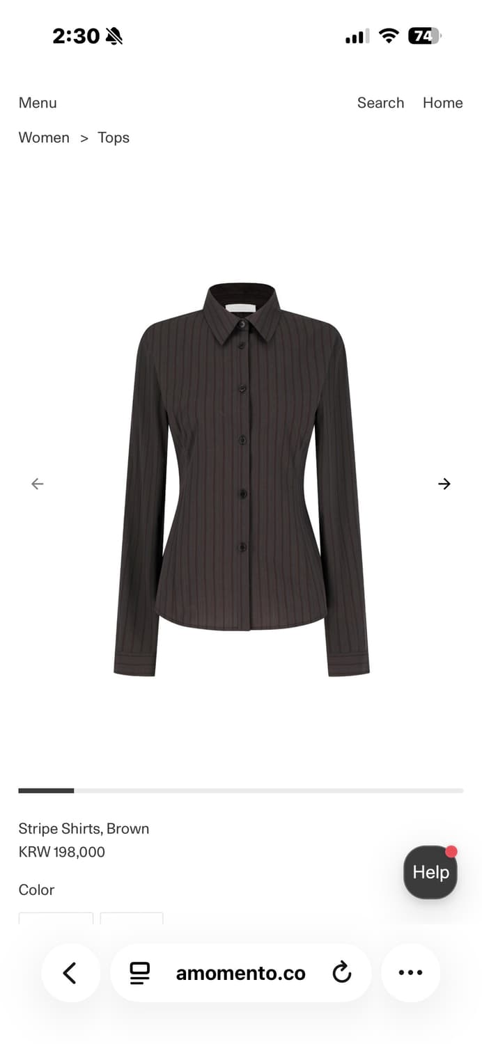 아모멘토 스트라이프 셔츠 브라운 상품이미지1