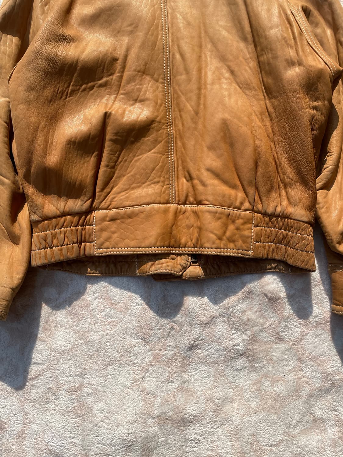 Vintage Shearling Collar Leather Jacket  상품이미지6