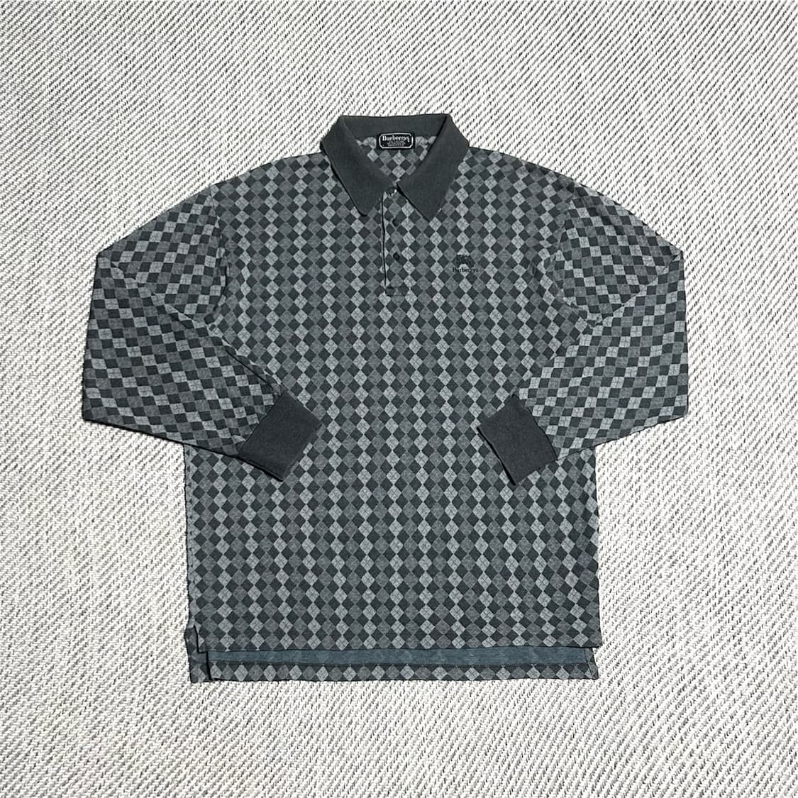 [L] Burberry 버버리 90s 정품 아가일패턴 긴팔 카라티 상품이미지1