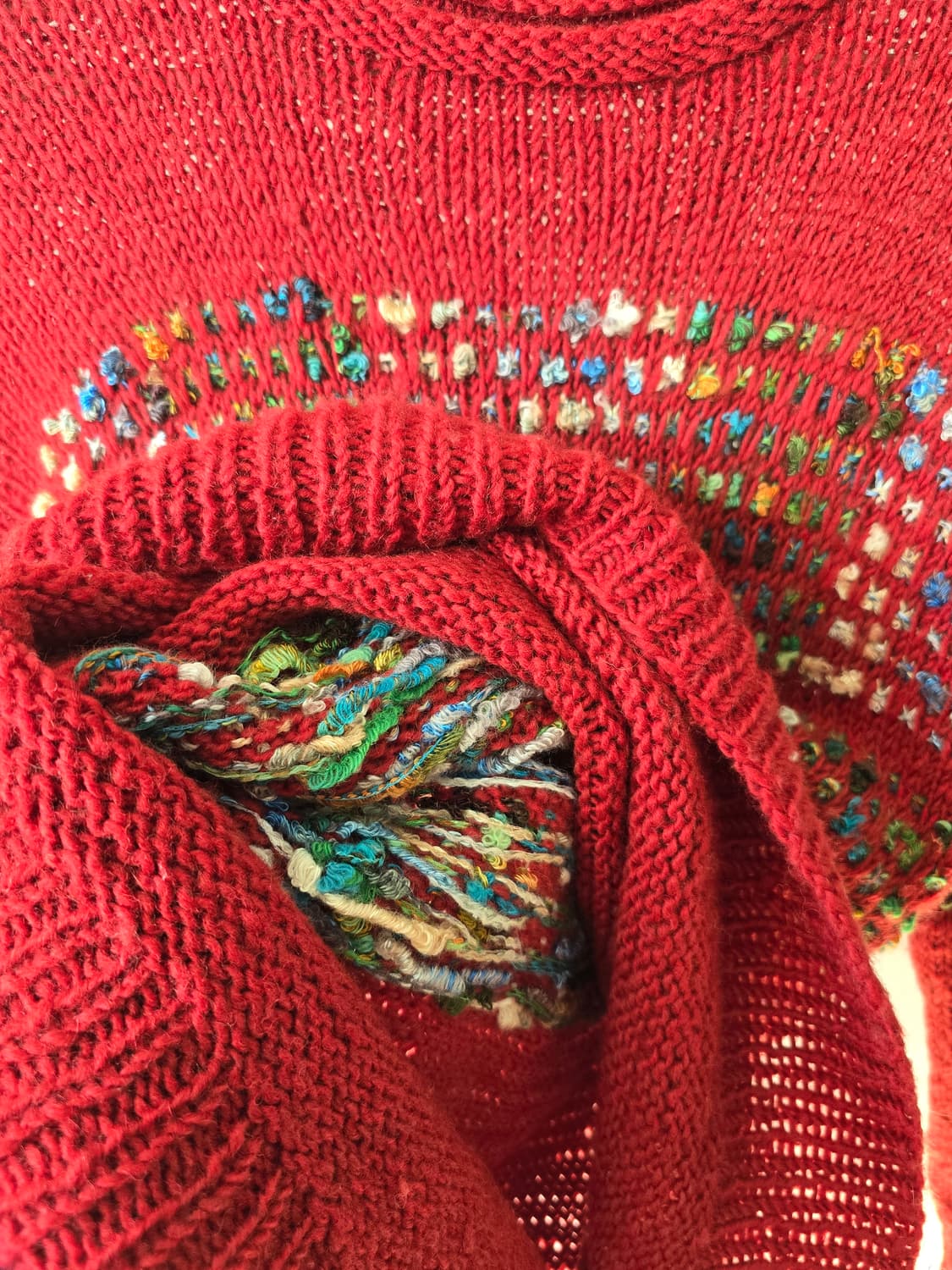 파리 핸드메이드 레드 믹스 컬러 울 니트 상품이미지6