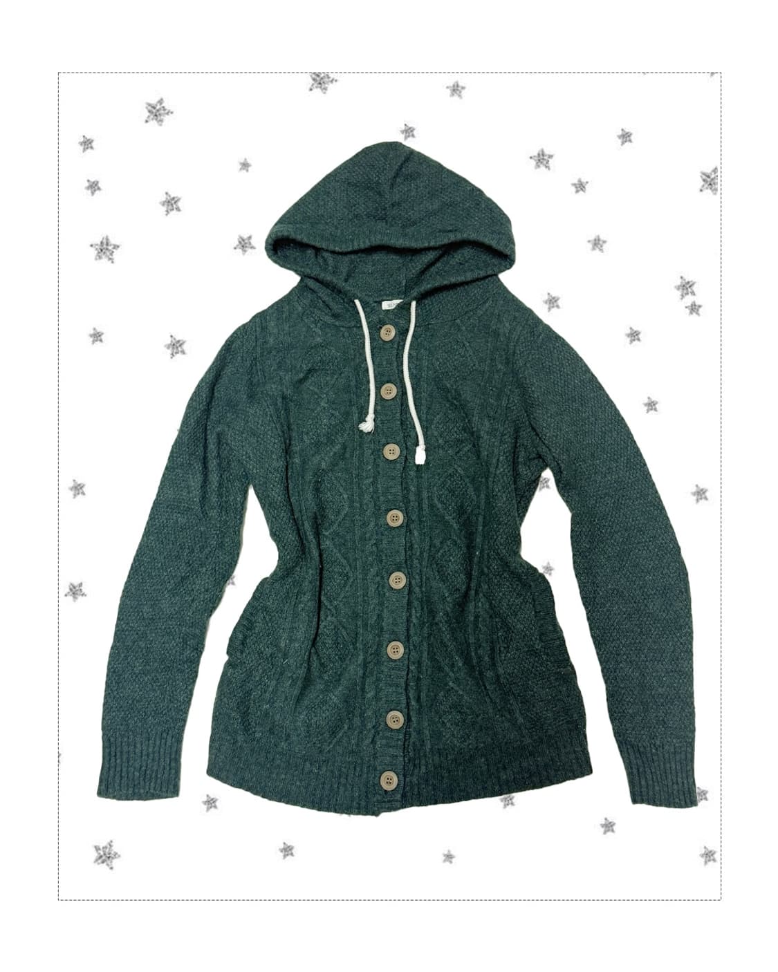 모리 딥말차 니트 후드 가디건 상품이미지1