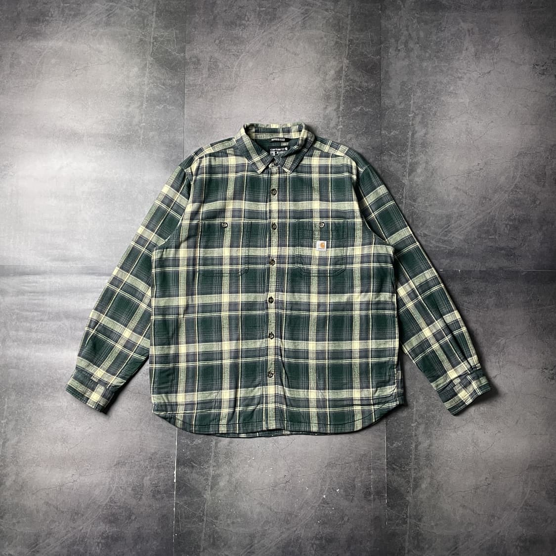 CARHARTT 칼하트 빈티지 그린 체크 기모 셔츠 워크자켓 A00833 상품이미지1