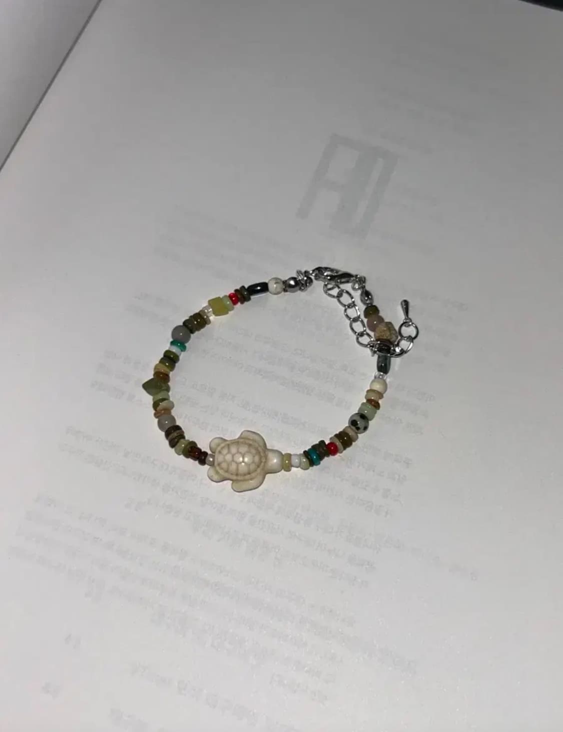 빈티지 비즈 블루 거북이 팔찌 / blue turtle bracelet 상품이미지1