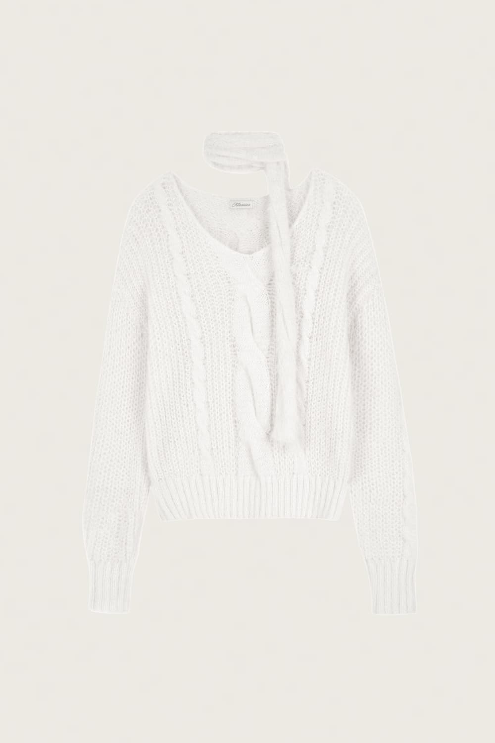 클리시어 Softy cable knit & muffler, White 상품이미지2