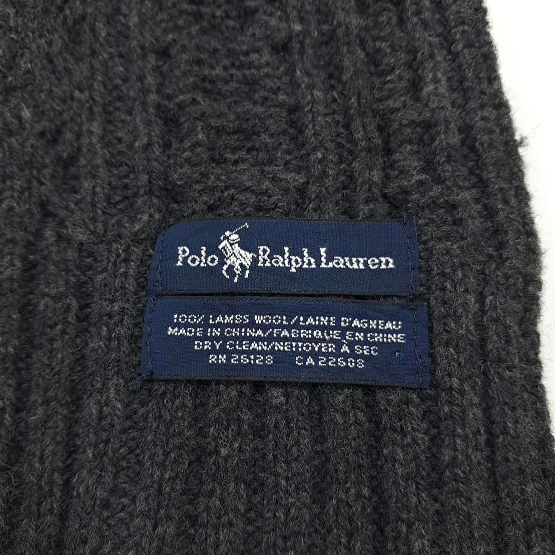 MX127 폴로 랄프로렌 다크그레이 램스울 케이블 니트 목도리 머플러 상품이미지5