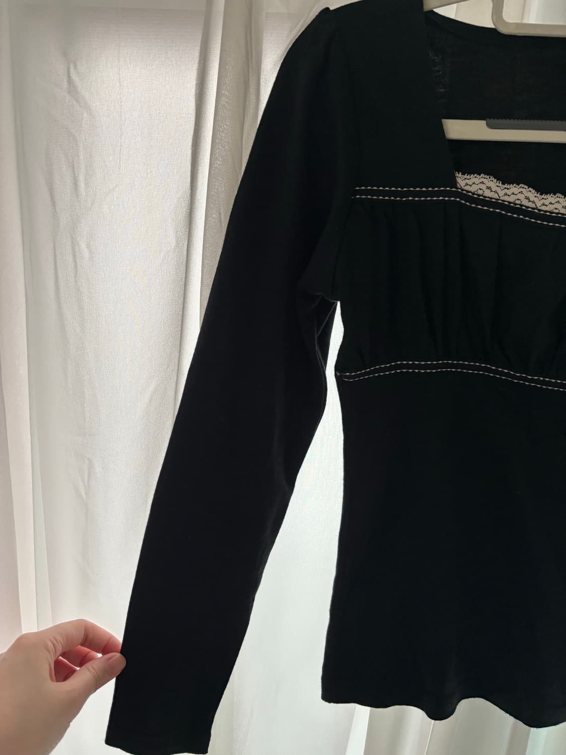 일본빈티지 러블리 리본 레이스 블랙 슬리브리스 상품이미지3