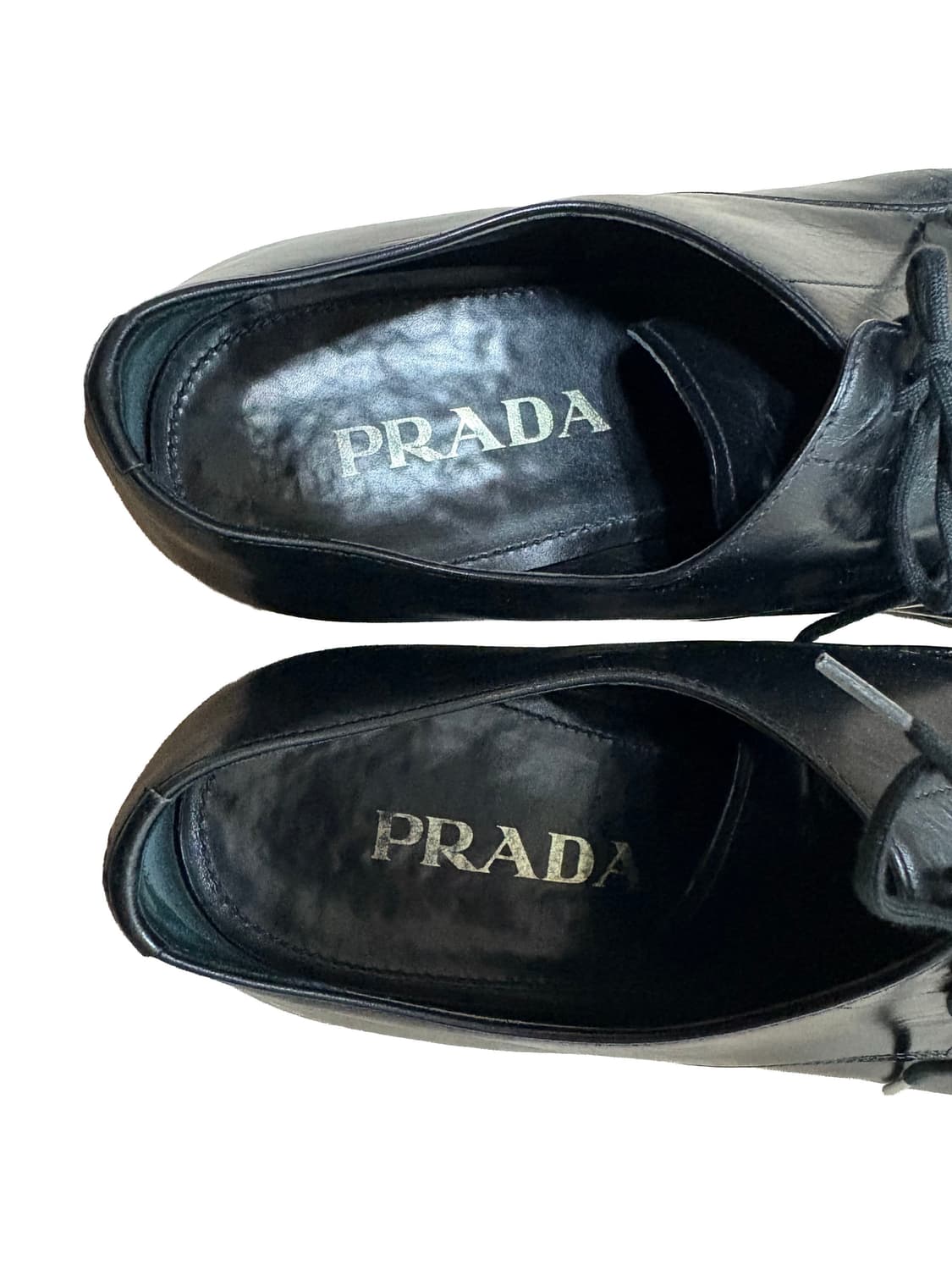 Prada black Leather cap toe derby shoes 상품이미지4