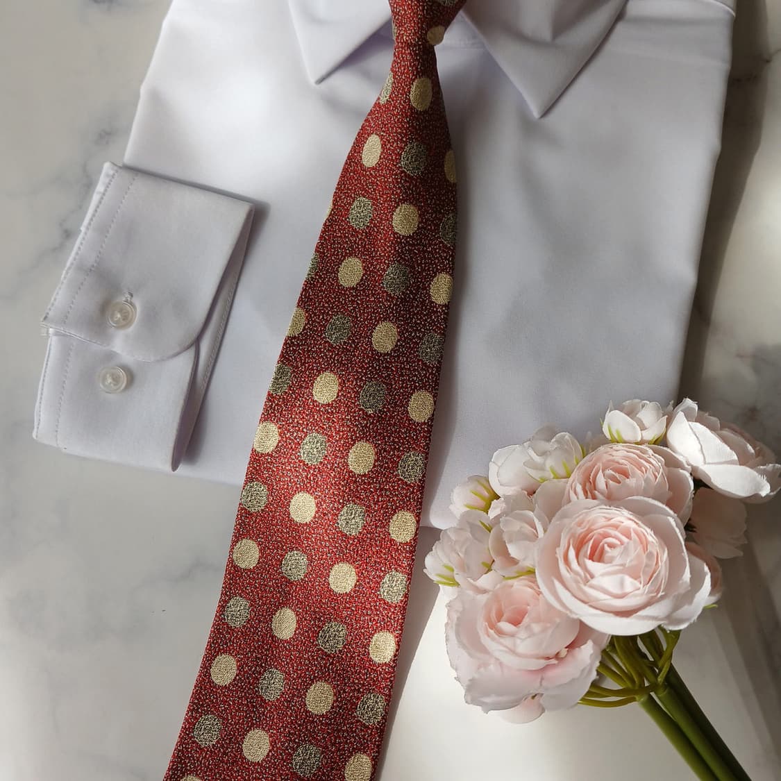 더반 실크 레드 도트 패턴 넥타이 9.5cm A등급 A19843 상품이미지7