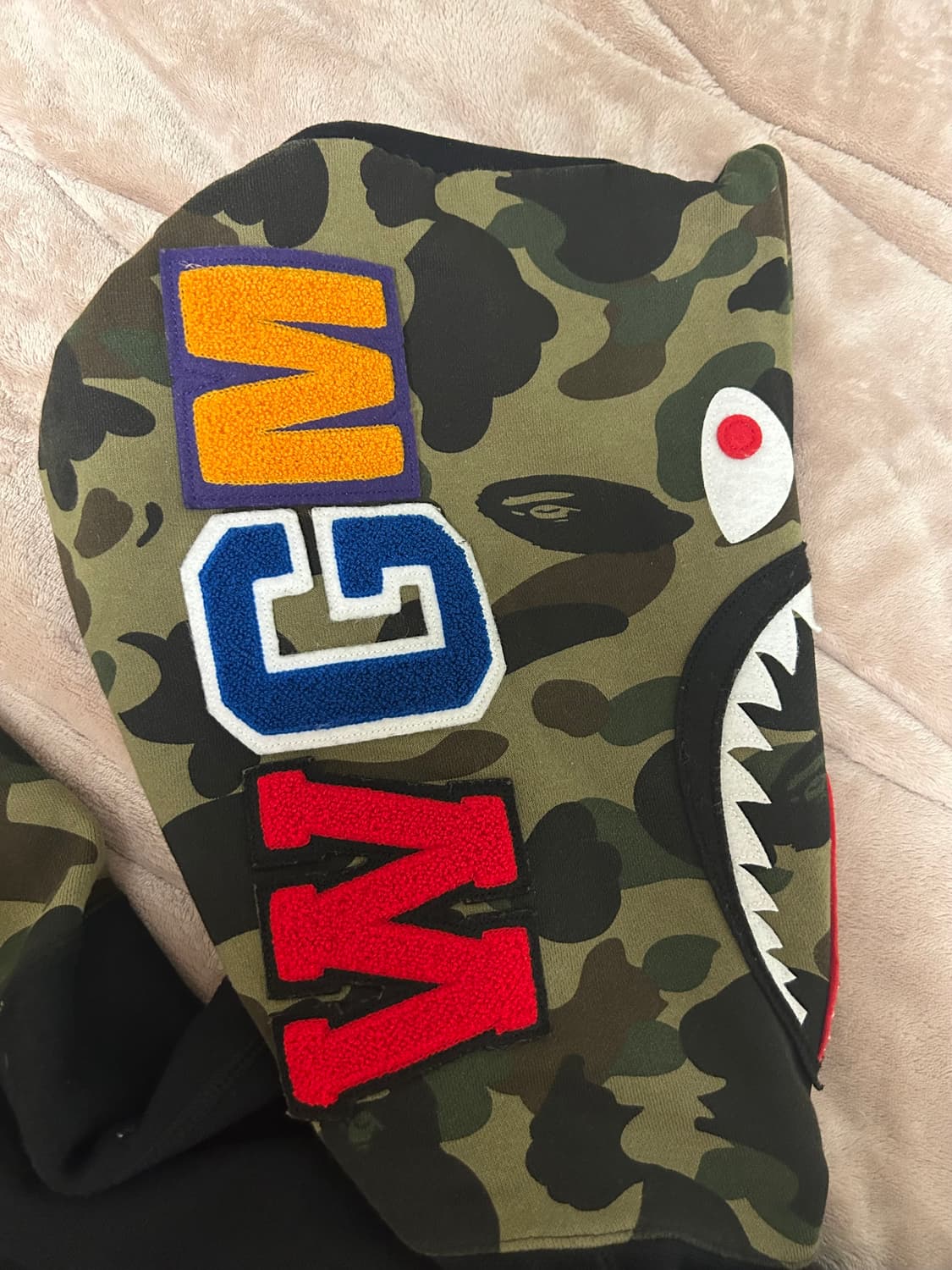 베이프 퍼스트 카모 샤크 풀집 후드 블랙 상품이미지5