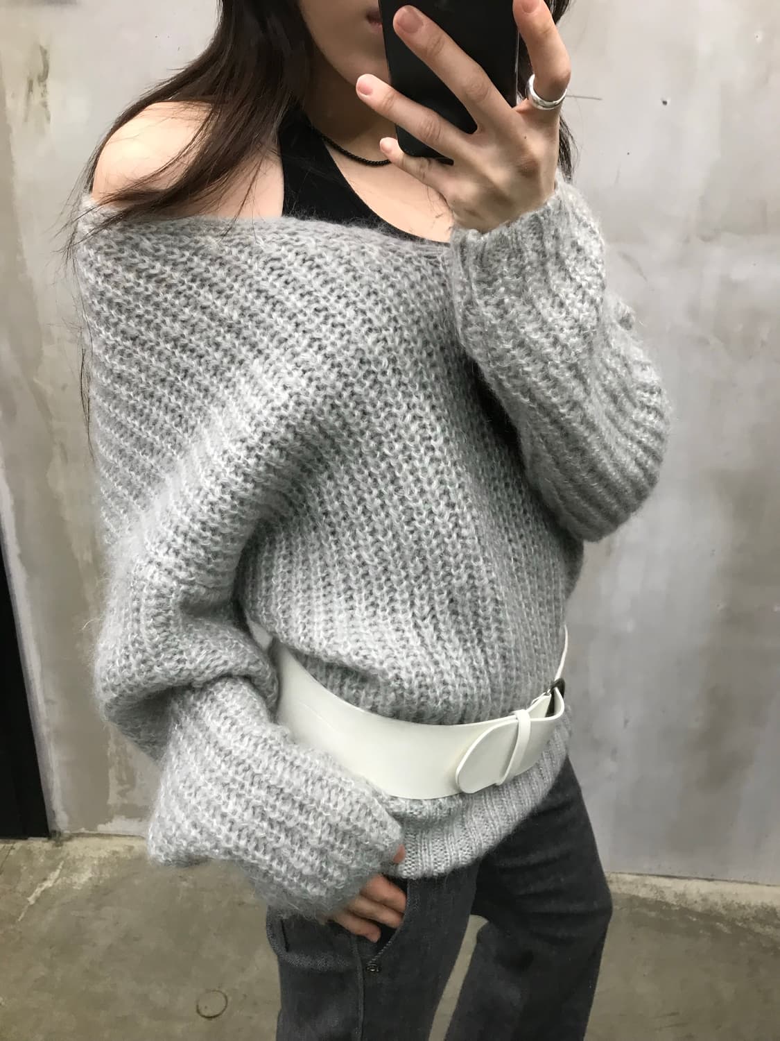 Mohair off shoulder knit 상품이미지9