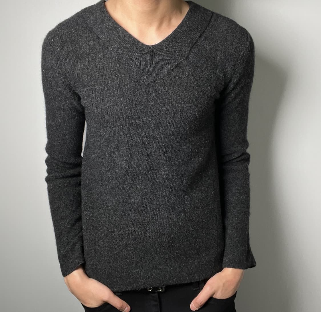 꼼데가르송 로브 드 샹브르 차콜 울 니트 스웨터  상품이미지1