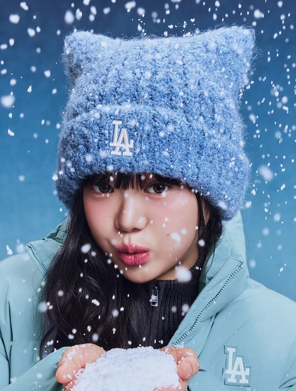 mlb 플러시 미야옹 비니 스카이 블루 상품이미지2