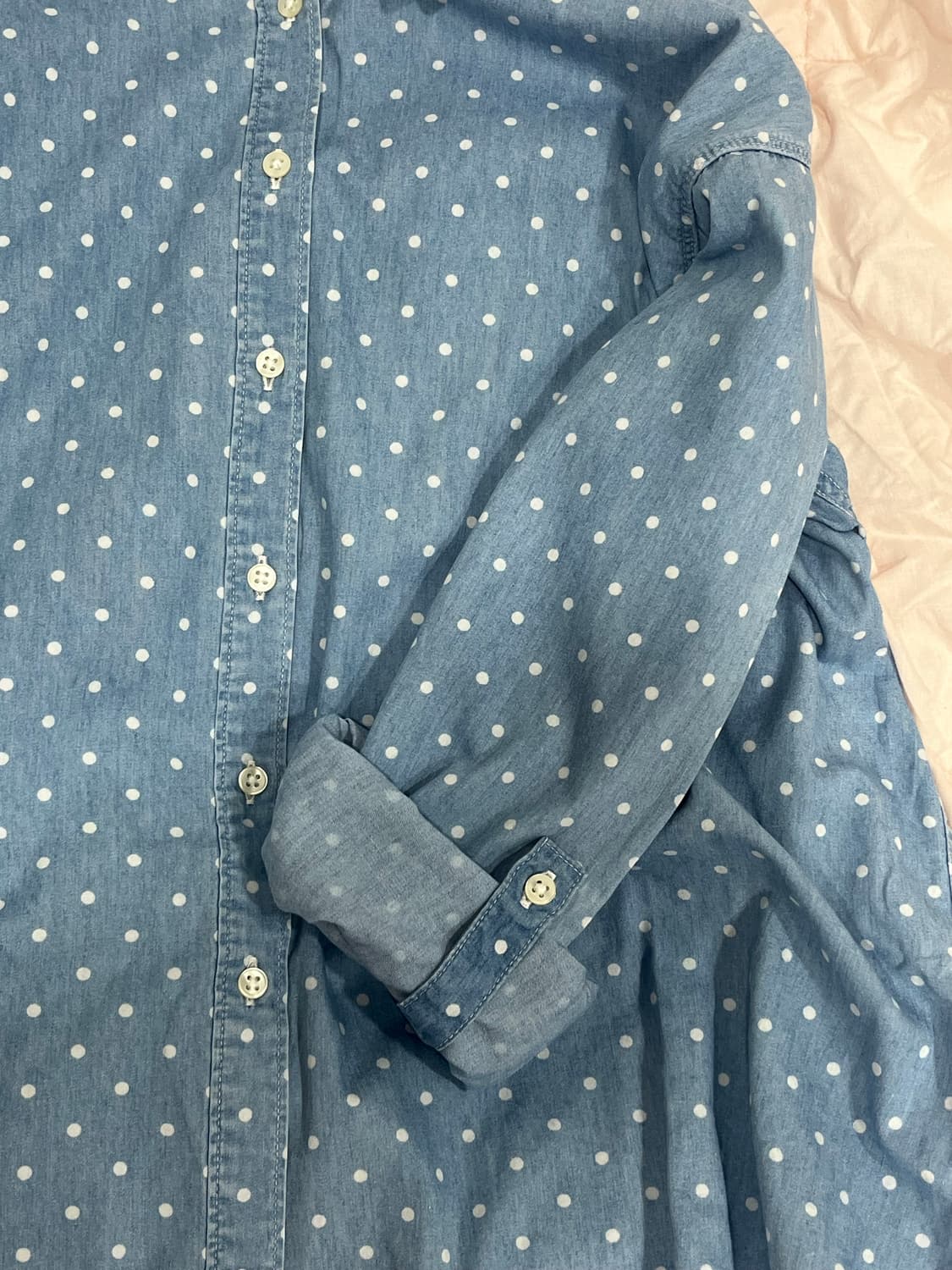 모리걸 도트 연청 셔츠 상품이미지1