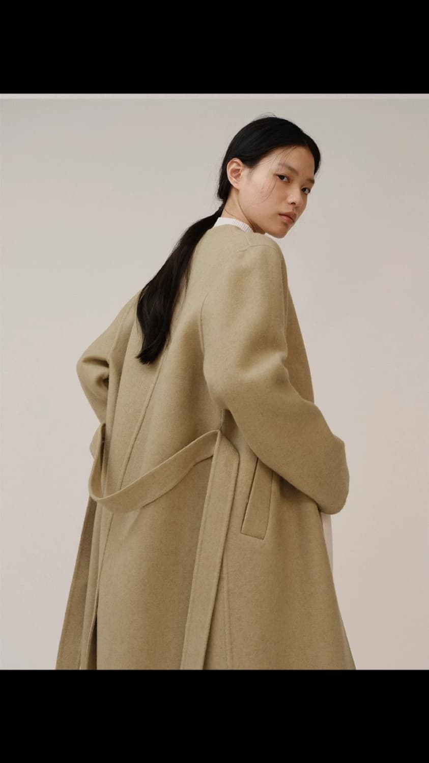 (새상품)킨더살몬 노카라 핸드메이드 코트 상품이미지3