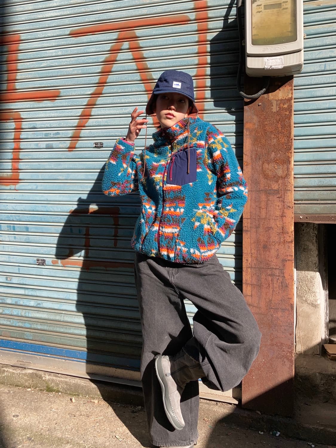 Titicaca 에스닉 패턴 쉐르파 플리스 후드 집업  상품이미지1