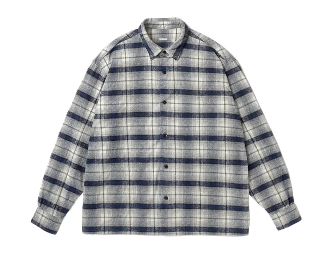 [3] 아프레쎄 빈티지 코튼 실크넵 체크 셔츠 블루 상품이미지1