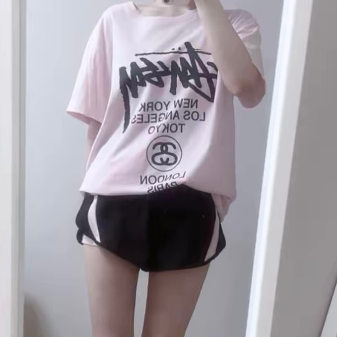 일본빈티지 페일핑크 검핑 블핑 스포티 바스락 쇼츠 숏팬츠 벌룬핏 호박바지 상품이미지3