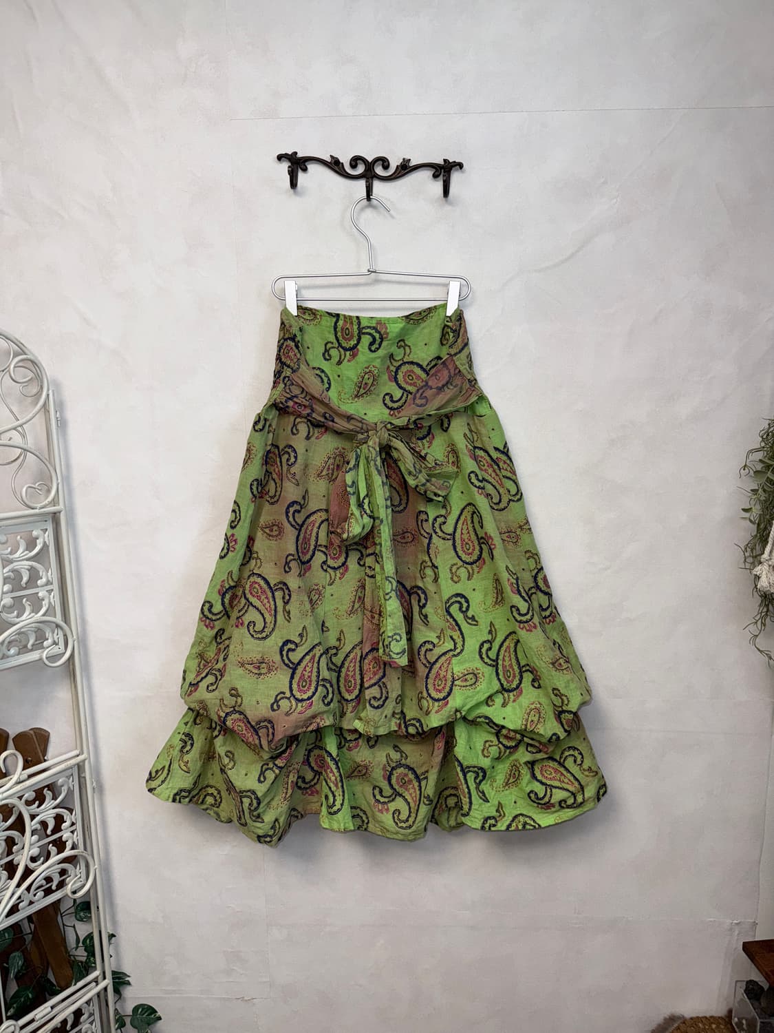 Pink green paisley balloon shirring ops 상품이미지4