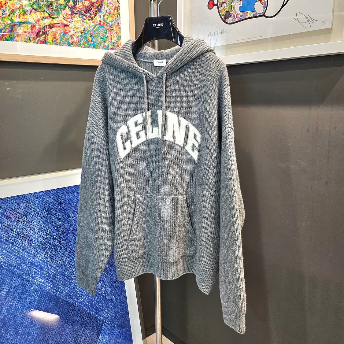 셀린느 립드 울 후드 스웨터 미디움 그레이 후드티 상품이미지1