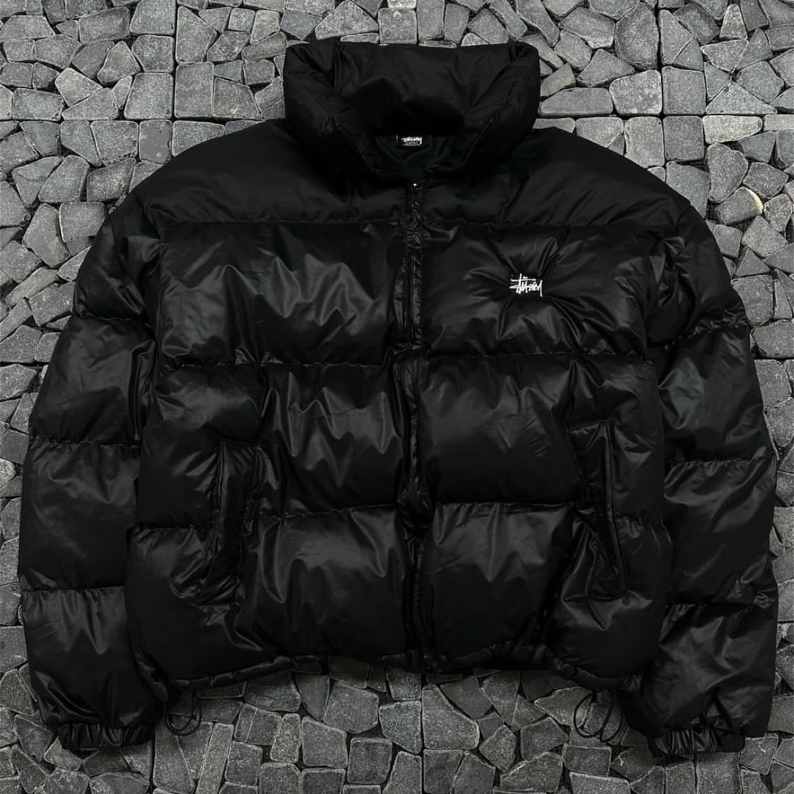 스투시 블랙 톤온톤 패딩 L 상품이미지2