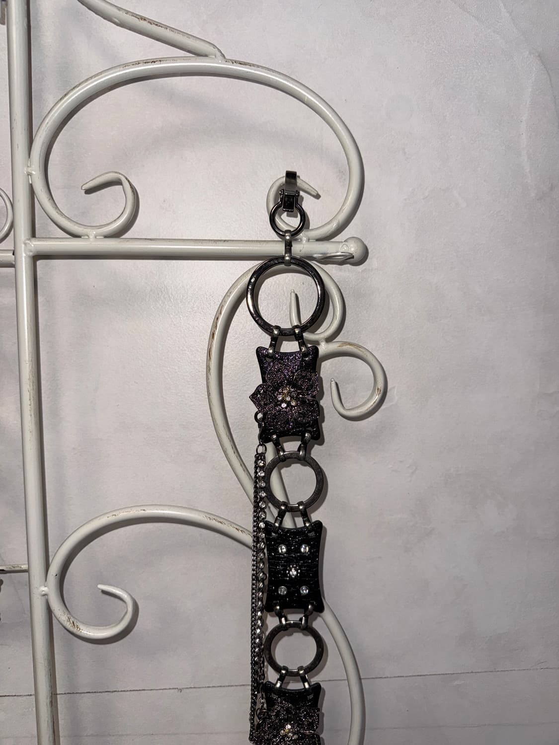Black flower charm cubic chain belt 상품이미지6