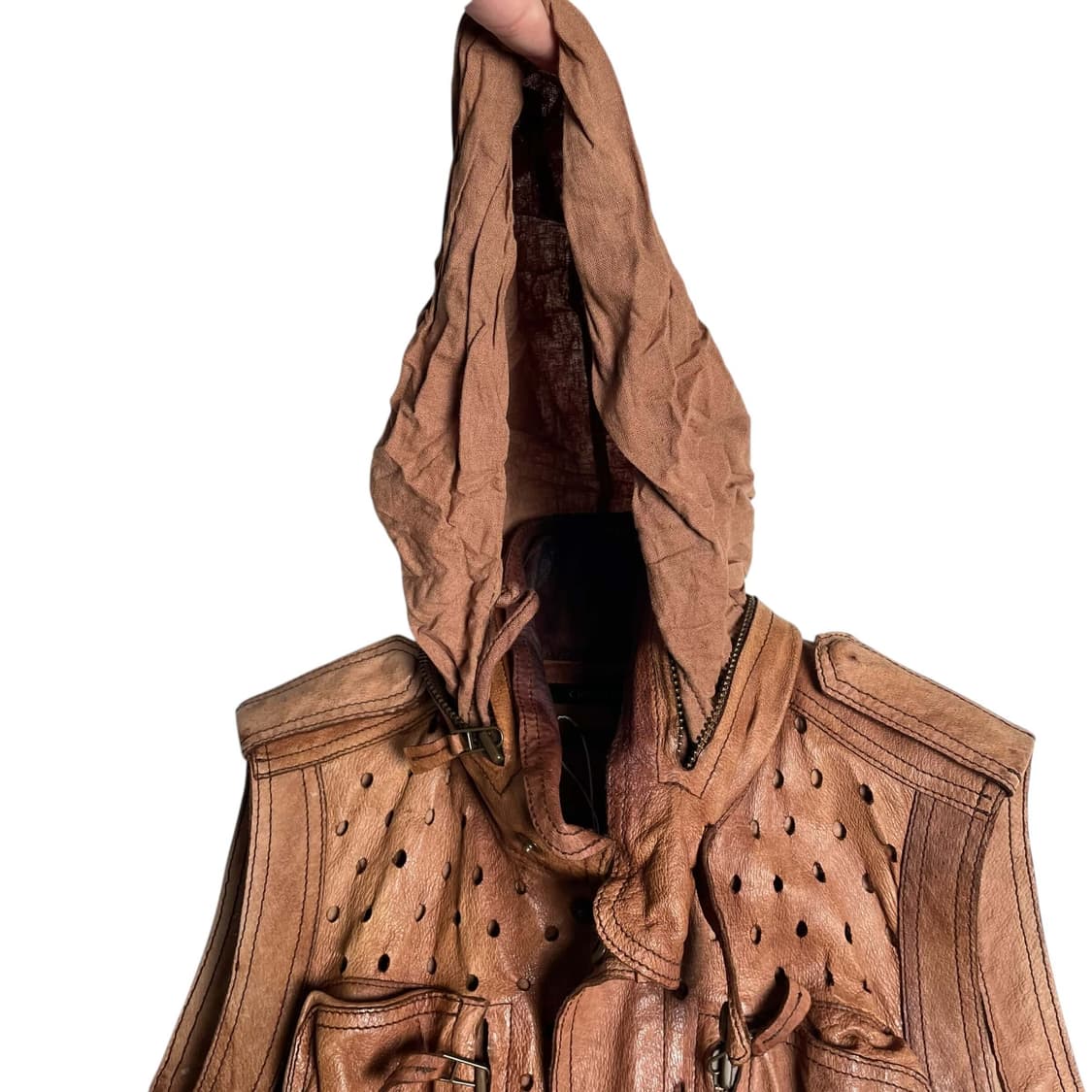 Christian peau 피그스킨 펀칭 레더 베스트 상품이미지6