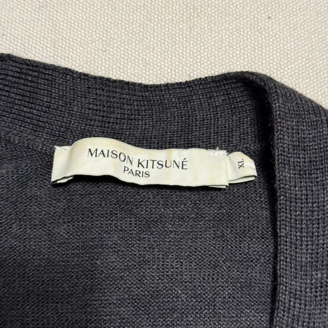 XL 메종키츠네 폭스 해드 패치 그레이 울 가디건 상품이미지4