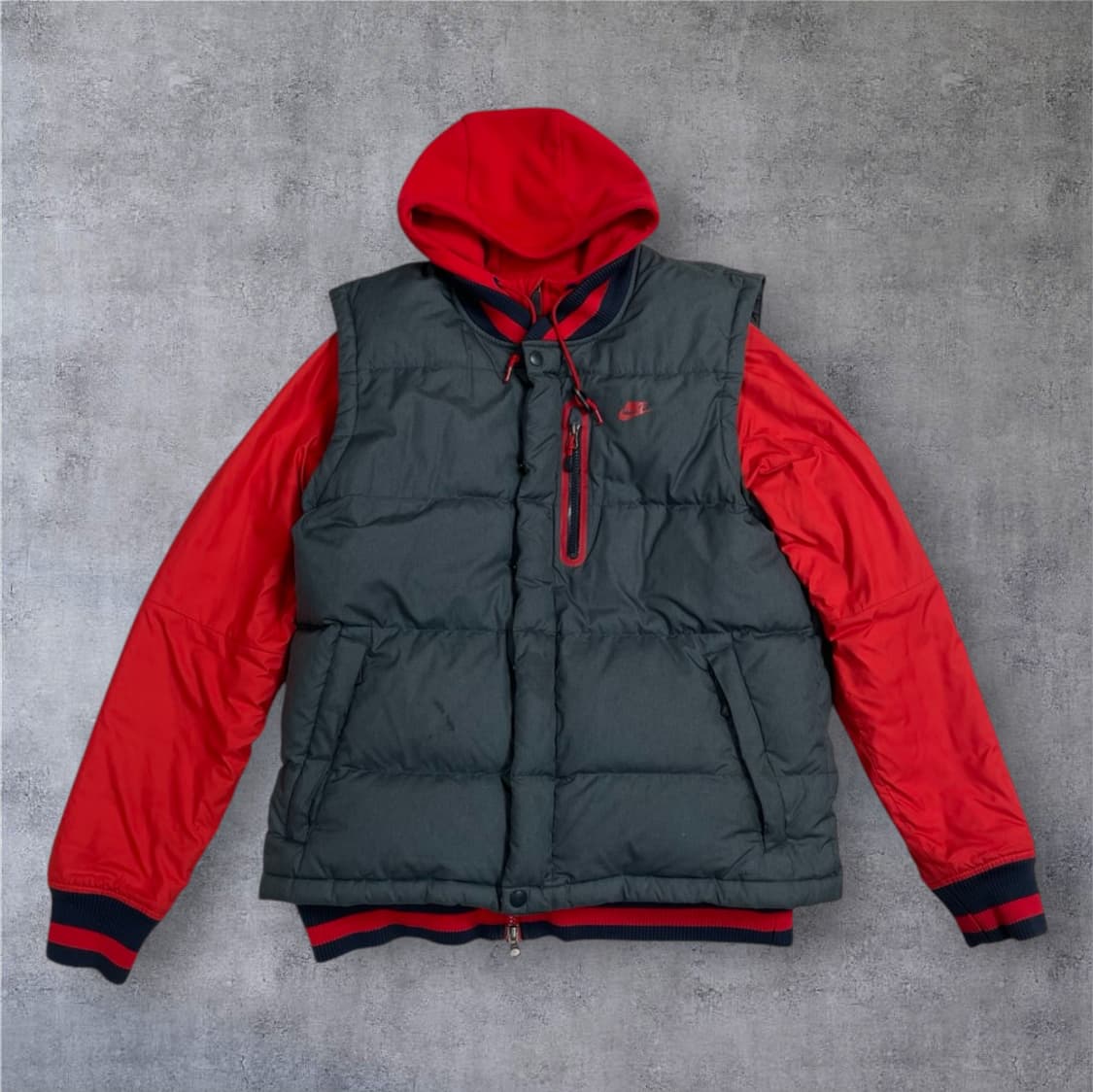 나이키 Nike 레드 그레이 디팬더 3in1 패딩 베스트 후드집업 100 상품이미지1
