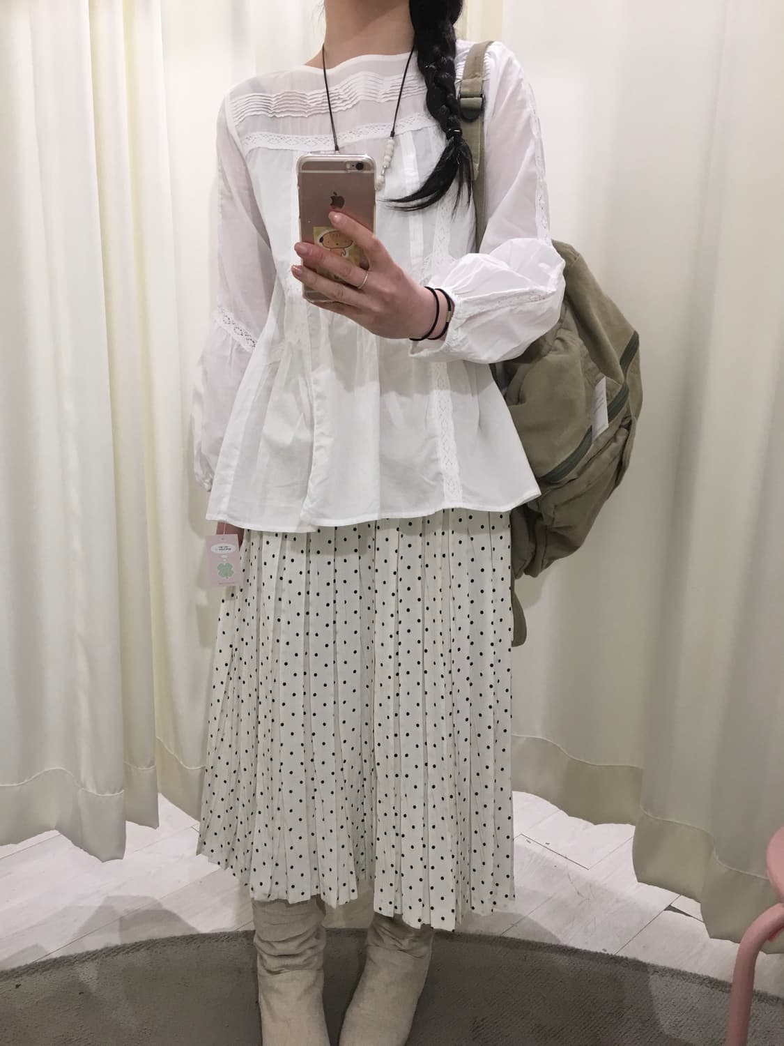 사선 레이스 블라우스 상품이미지2