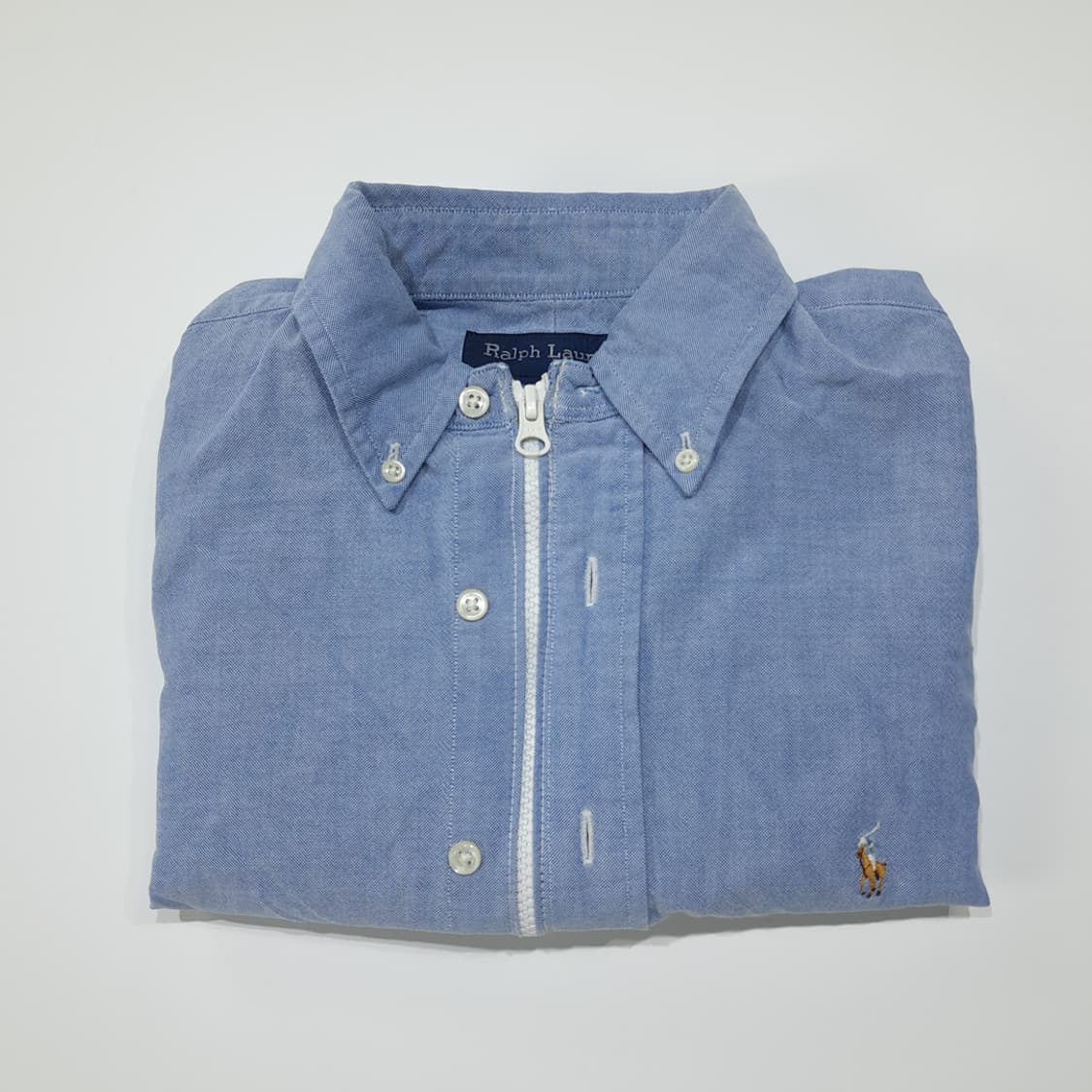 CL907 FREE 폴로 90s 클래식 블루 리메이크 크롭 셔츠 상품이미지6