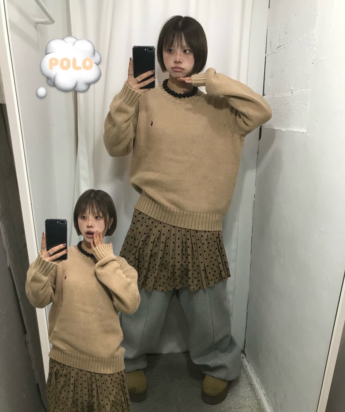 😽폴로 랄프로렌 베이지 라운드 니트 😽 상품이미지1