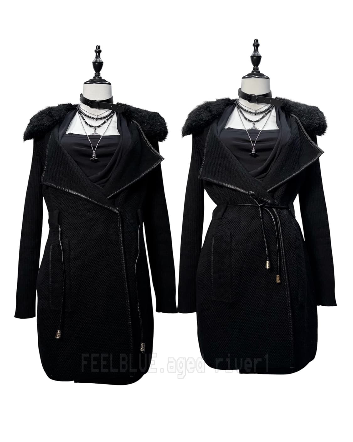 Gothic Drape Top Fur knit Coat SET(4pcs) 상품이미지7