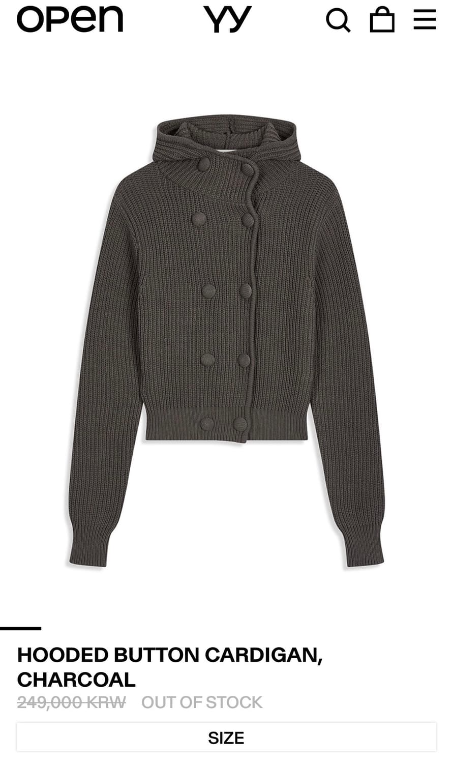 오픈와이와이HOODED BUTTON CARDIGAN,CHARCOAL  M 상품이미지2