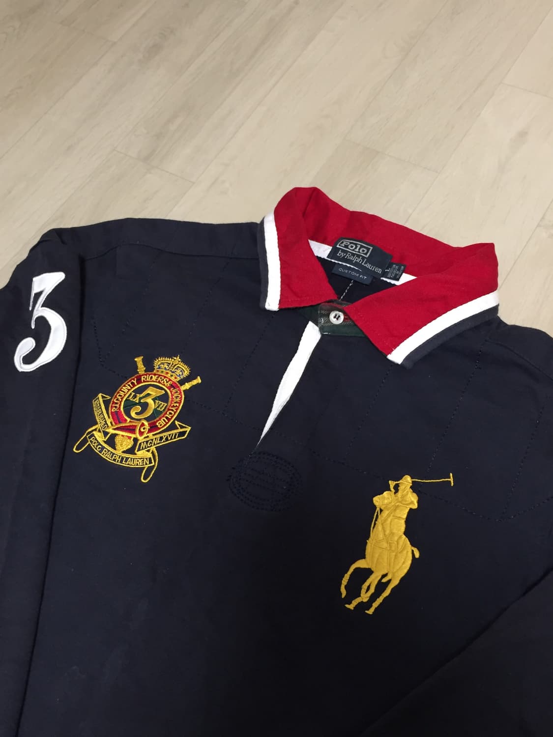 폴로 랄프로렌 빅포니 네이비 금장 럭비티 L 상품이미지1