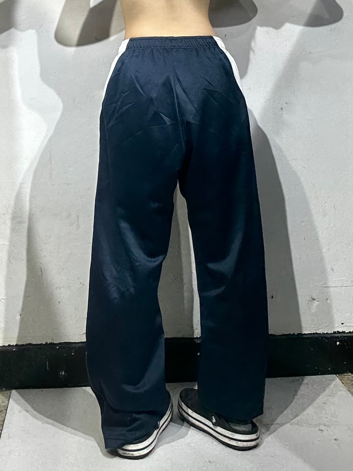 00s 나이키 네이비 화이트 사이드 라인 와이드 팬츠 L 상품이미지3