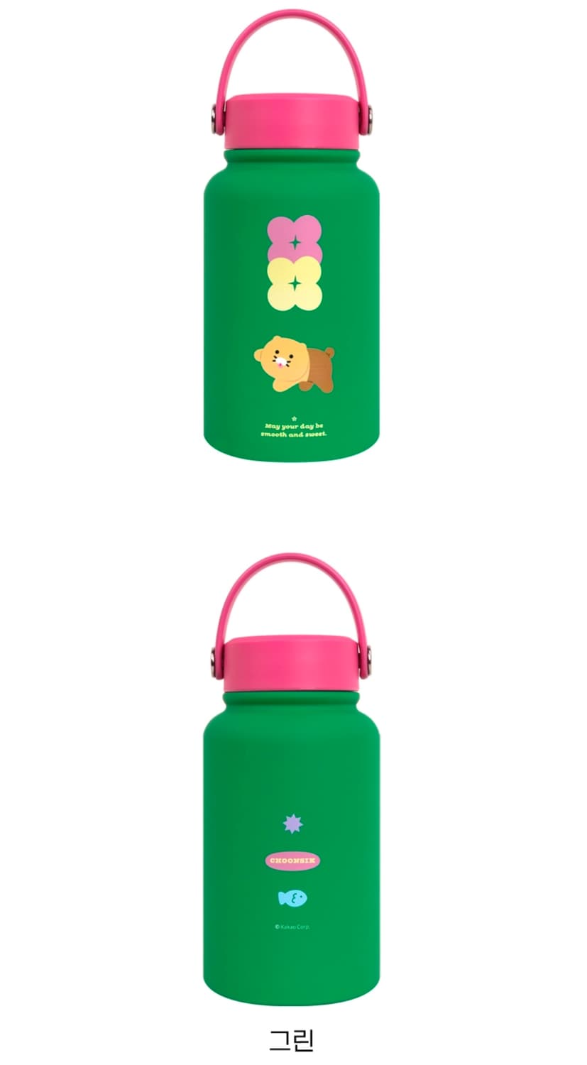 [미개봉 새상품] 카카오프렌즈 춘식이 투톤 핸들 스테인레스 텀블러 그린  상품이미지2