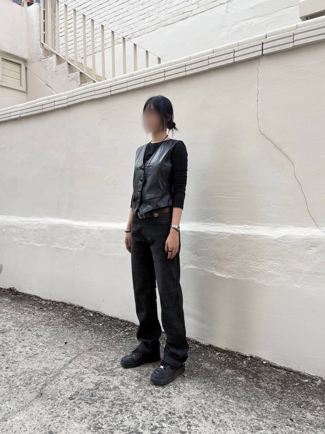 Washed leather straight pants 상품이미지3