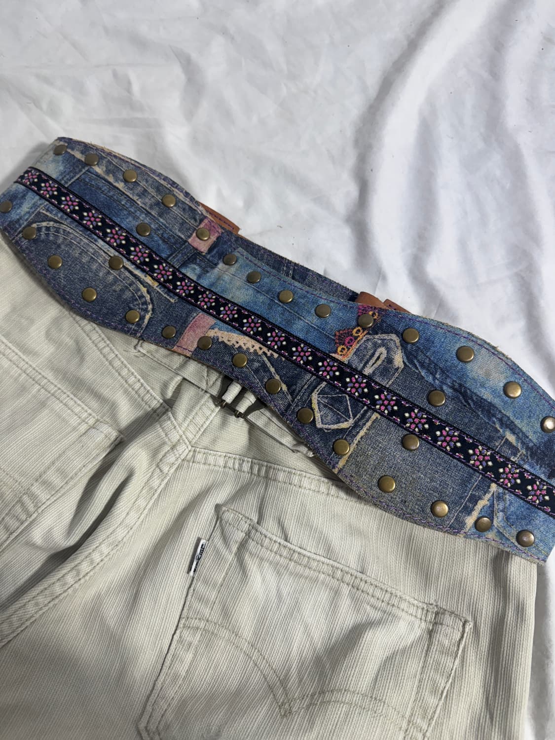 Mash mania 스터드 리버시블 와이드 벨트 데님 y2k 상품이미지6