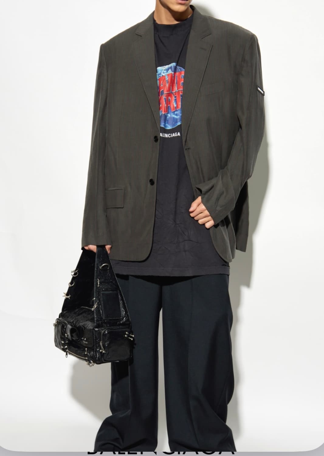 발렌시아가 패치로고 워시드 블레이저 재킷 그레이 44 상품이미지10