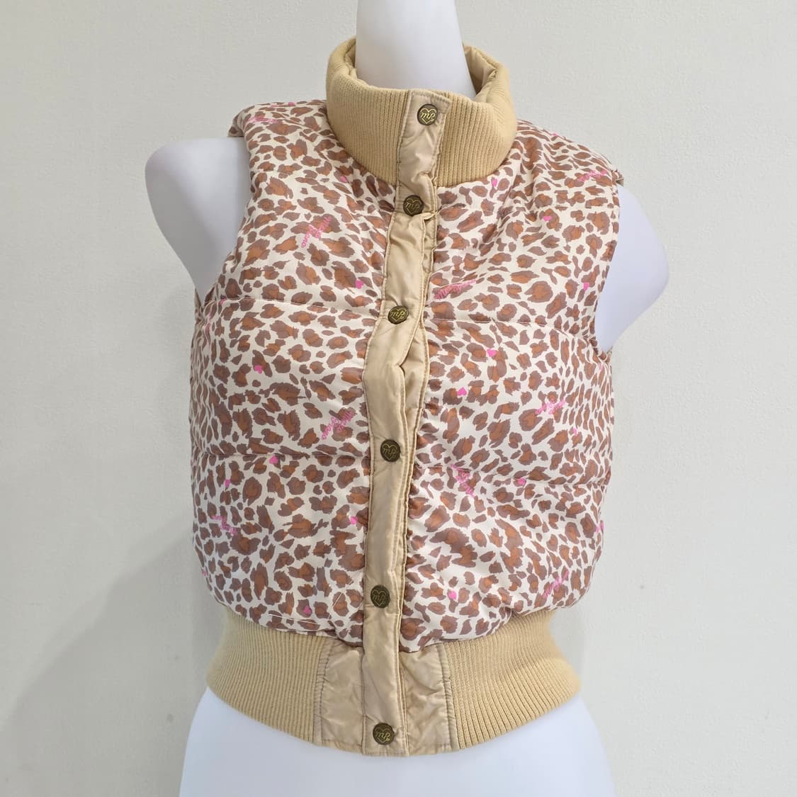 메조피아노 일본빈티지)레오파드 라떼오네갸루 호피모리걸리버시블패딩조끼베스트 상품이미지1