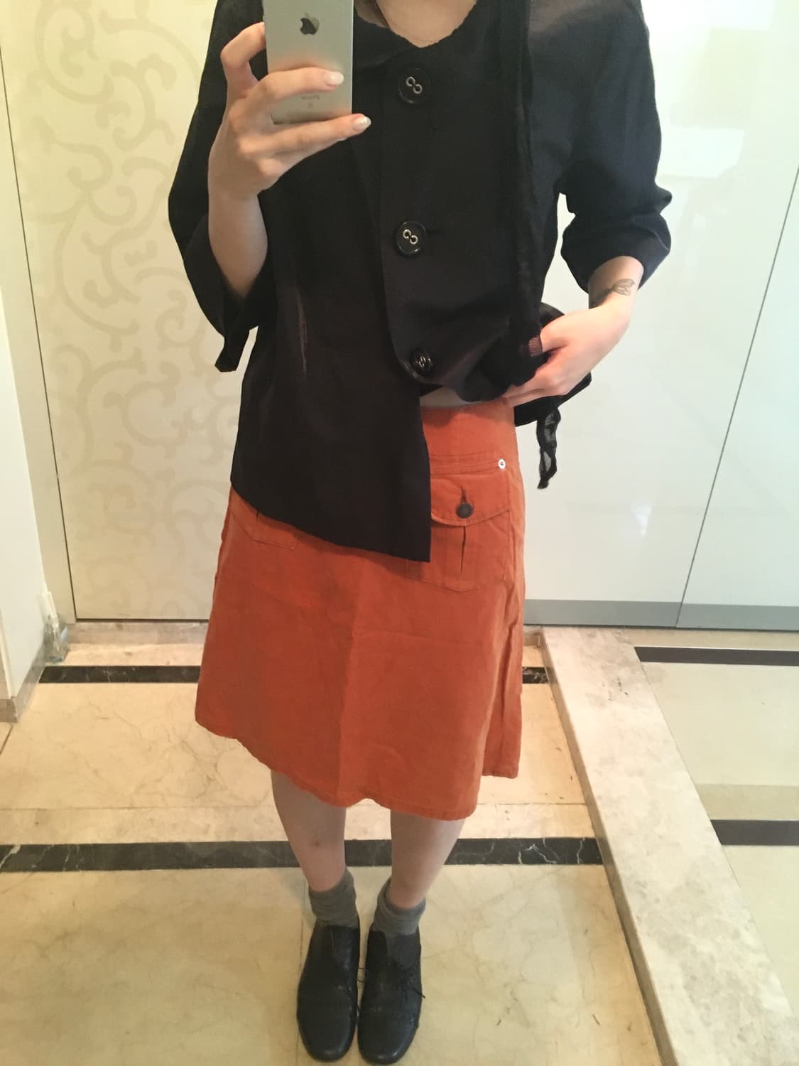 Vintage orange A-line pocket skirt 상품이미지5