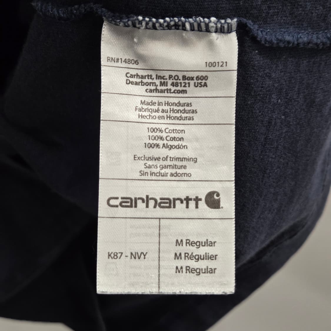 칼하트 원포켓 코튼 반팔티 네이비 M 상품이미지4