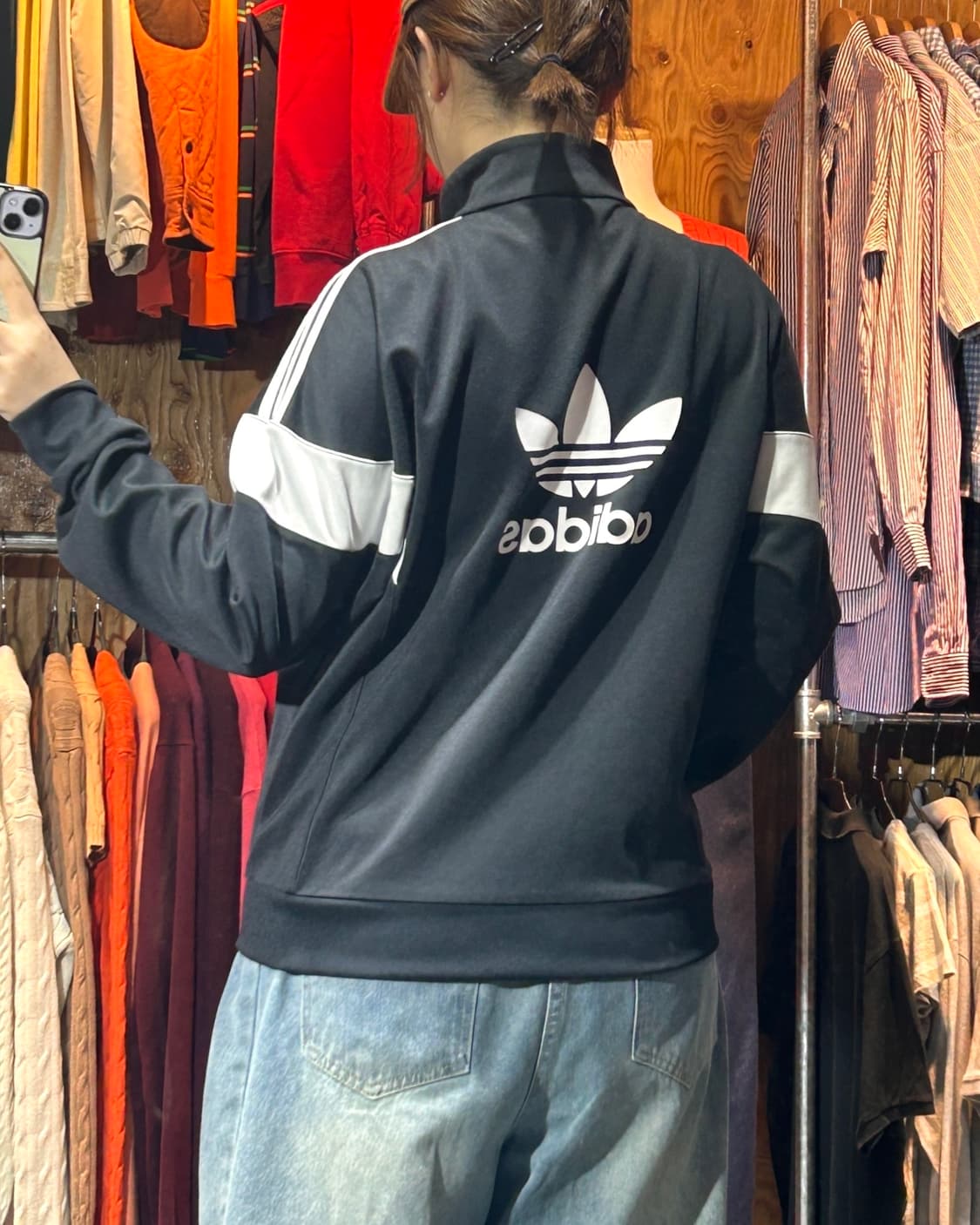 XS 아디다스 오리지널스 빅로고 배색 트랙탑 블랙 자켓 상품이미지2