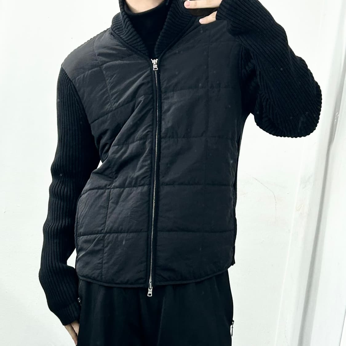 아르마니 익스체인지 패딩 믹스드 니트 자켓 상품이미지1