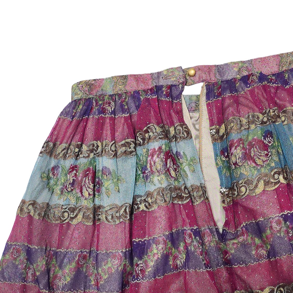 매쉬 장미 스트라이프 배색 프릴 롱스커트 상품이미지5