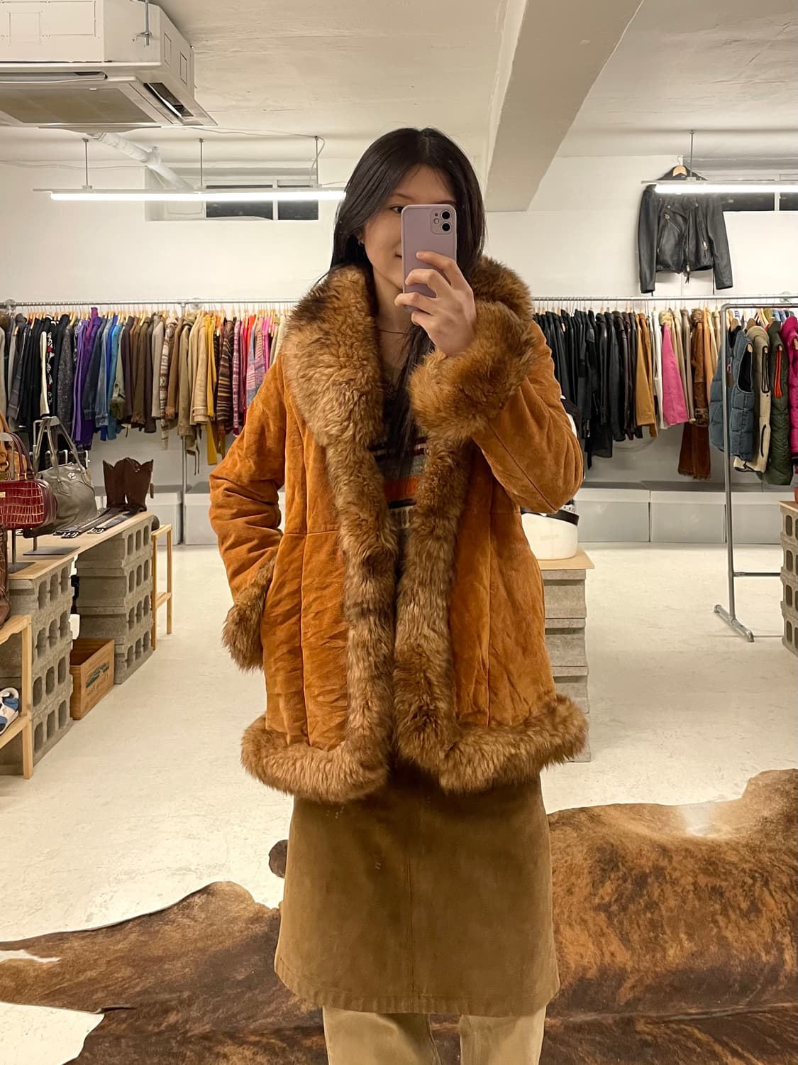 VTG mustang suede fur coat 무스탕 스웨이드 퍼코트 상품이미지2